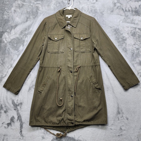BP. Jackets & Blazers - BP Jacket Women S Green Utility Drawstring Waist Long Sleeve Cotton Button Front